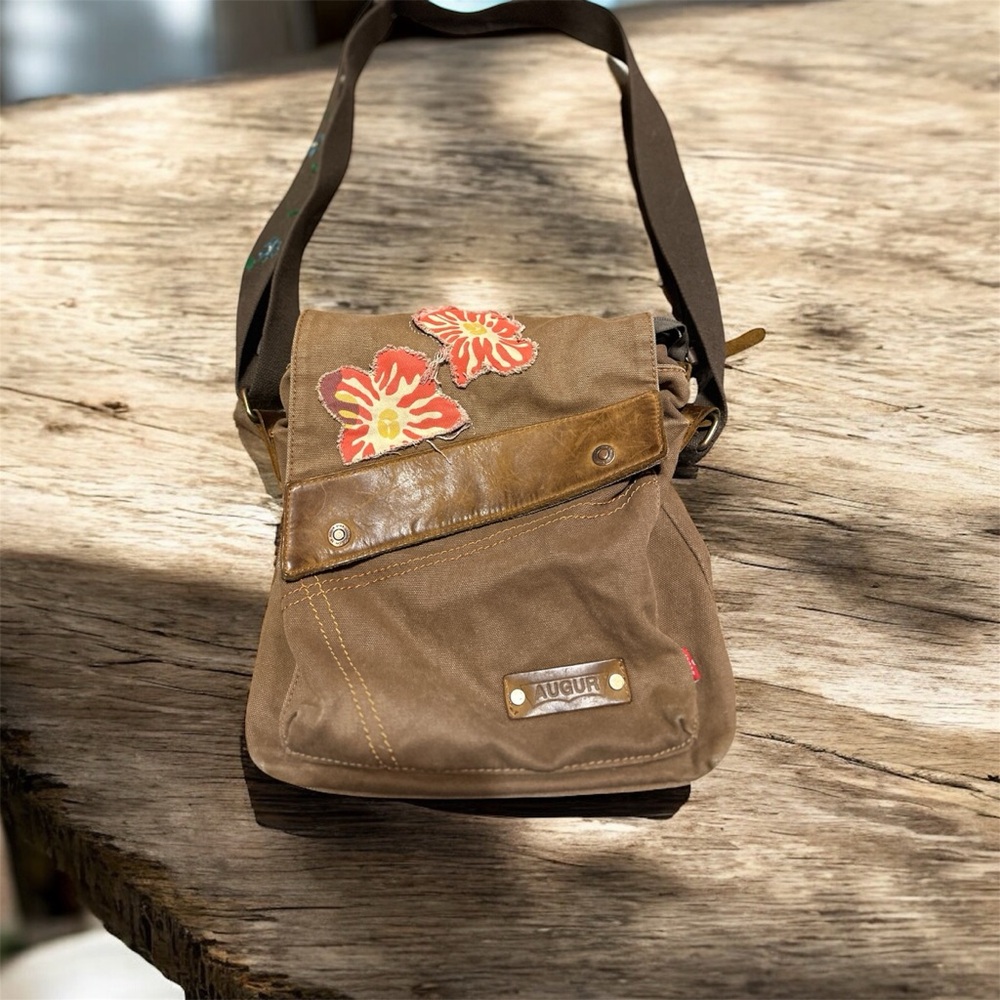 Brown Floral Augur Custom Crossbody Bag
